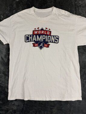 Atlanta Braves 2021 World Champions Mens White Chevy Graphic T-Shirt L